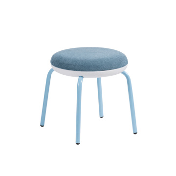 Upholstered stool with metal legs and plastic bottom
