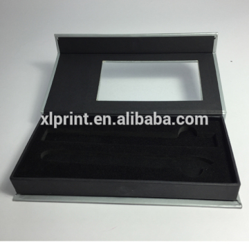 paper box printing with PET window for phone paper box with a flocking tray