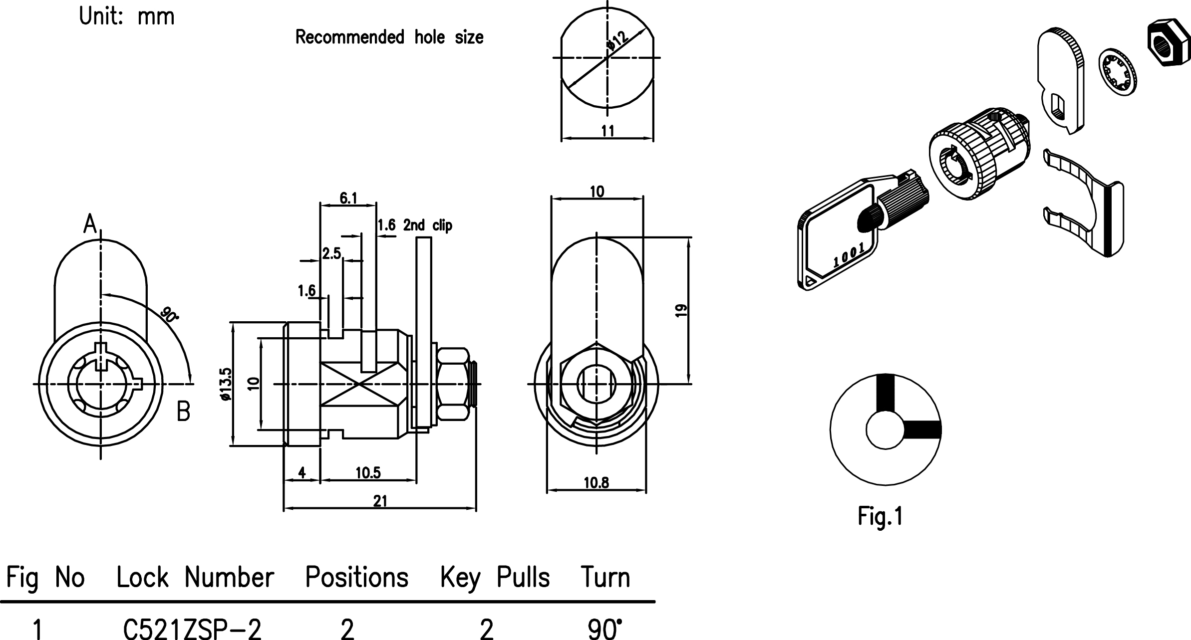 12mm Cam lock