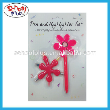 flower shape pen and highlight set