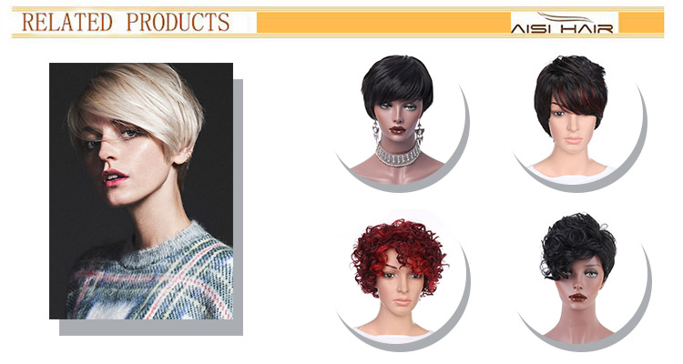 Aisi Hair Wholesale Women Fashion Short Synthetic Red Pixie Cut Wigs For Black Women