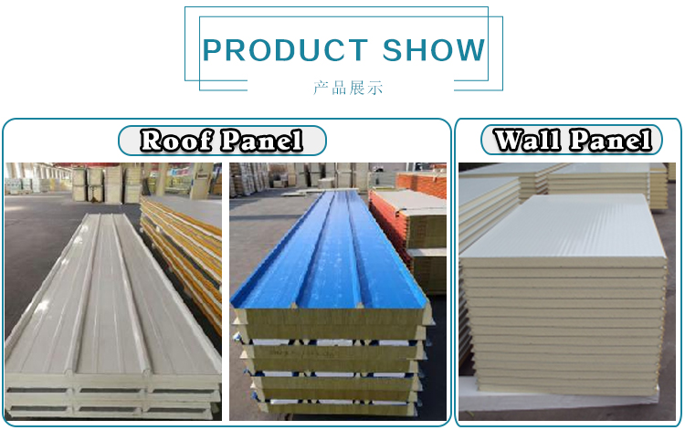 Low Cost Roofing Materials 0.5mm Steel Surface Insulated Interior PU / EPS Sandwich Roofing Panel