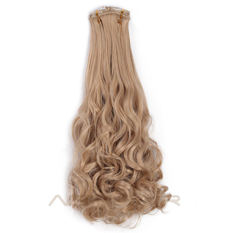 Aisi Hair Long Wavy Synthetic Hair Extensions 8 Pcs 18 Clips Full Head Heat Resistant Blonde Hair Extensions for Women