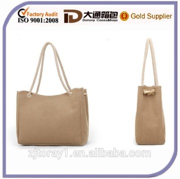 Custom Simple Design Rope Handle Flax Shopping Bag