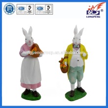 Mr. and Mrs. Easter Bunny Rabbit with Carrots Spring Figure