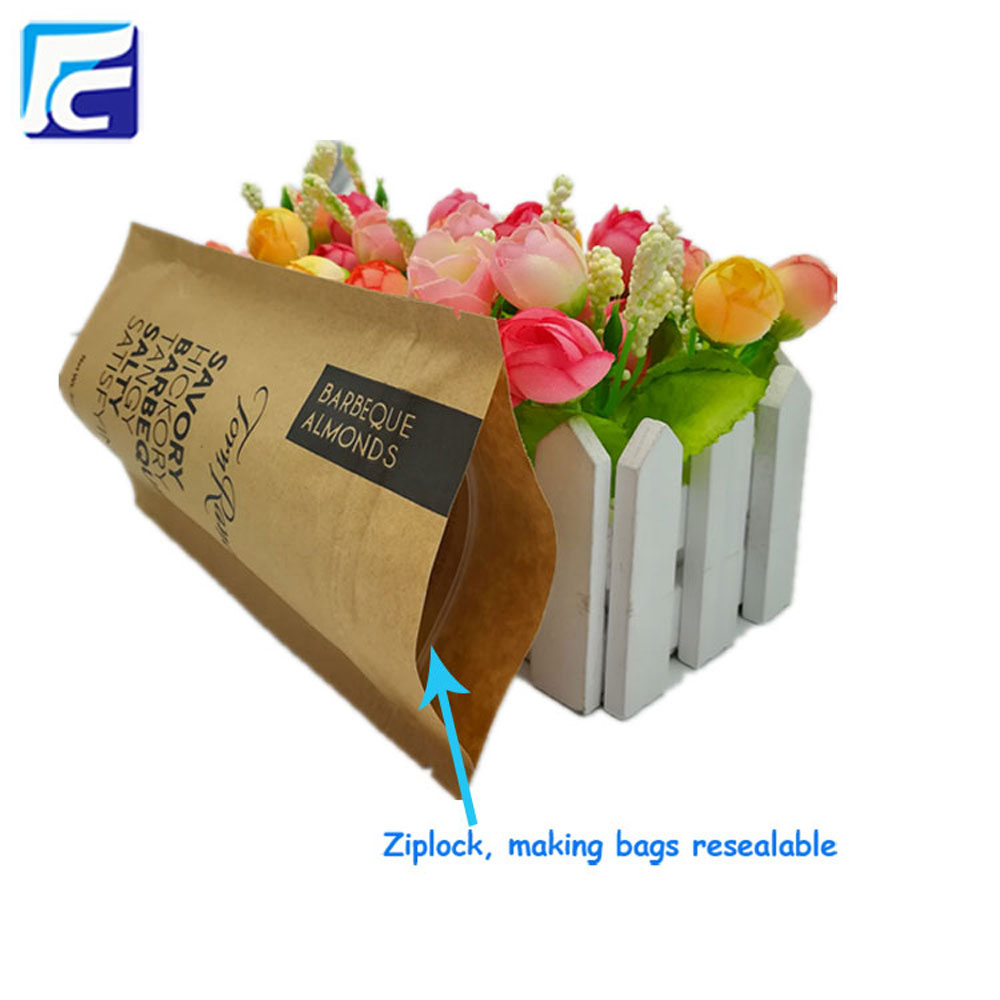 Stand up zipper kraft paper coffee bag wholesales