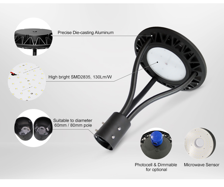 ETL IP65 Outdoor LED Post Top Garden Light Factory Manufacturer 100w 150w 200w 240w Hot Selling Outdoor Garden Light