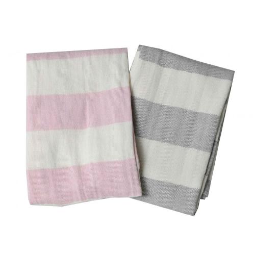 Cotton Bamboo Blend Yarn Dyed Stripe Plain Blanket