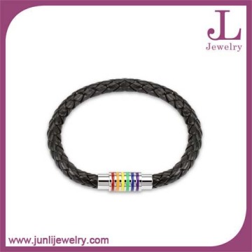 Free Gay Video Magnetic Leather Gay Men Rainbow Bracelet