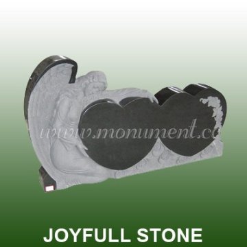 Double Heart Angel Tombstone