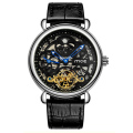 นาฬิกาข้อมือ Skeleton Skeleton Luxury Fashion หนังแท้