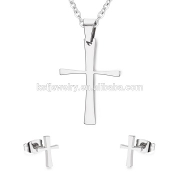 Latest Stainless Steel Cross Jewelry Sets Cross Pendant& Earrings Wholesale