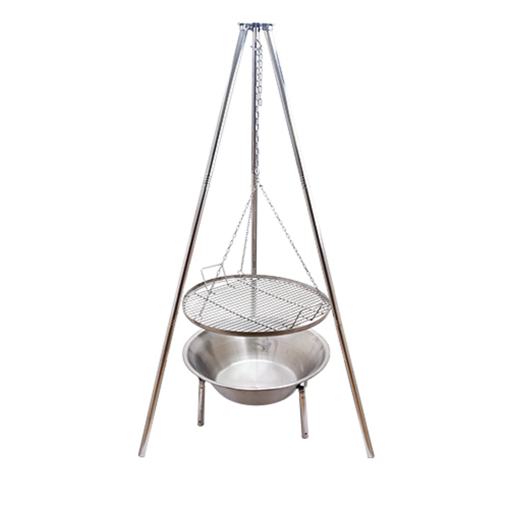 Hoogte draagbare barbecue vuurplaats hangende statief houtskool camping bbq grill