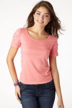 Bishop Short Sleeve Shirts , Breathable Pink Short Womens Shirts /  Blouses