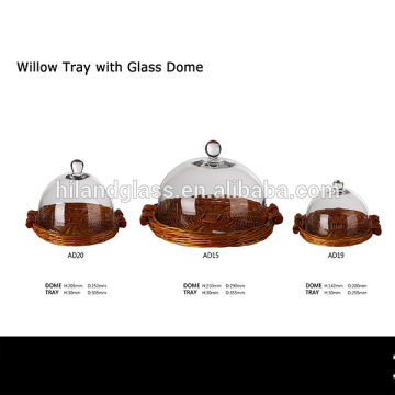 willow tray with glass dome