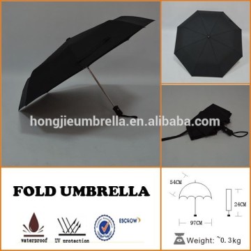 High quality windproof portable umbrella 3 folding automatic black umbrella