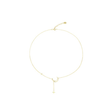 Delicate Moon Star Clavicle Chain Jewelry Diamond Necklace