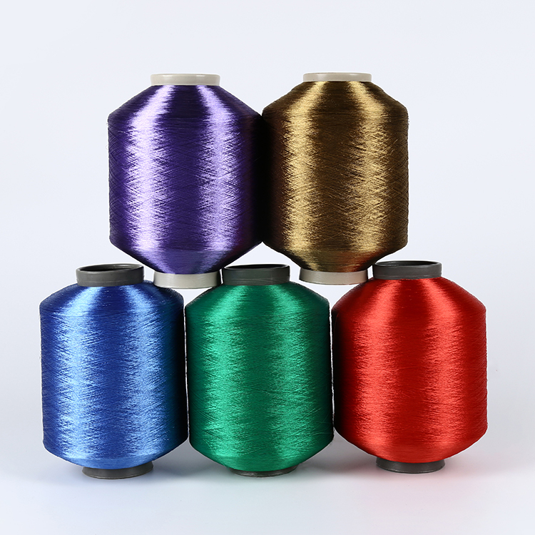 Wholesale FDY DTY rpet Recycl Filament 480 denier Micro Colors Recycled Polyester Yarn for weaving ribbon