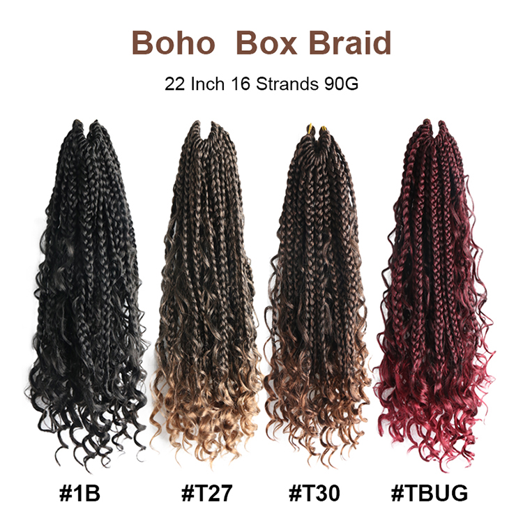 Wholesale 14 inches boho box braid bohemian box crochet hair messy boho goddess faux river braid