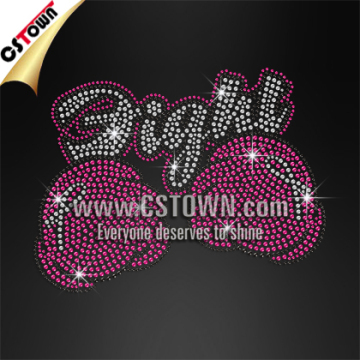 Fight Pink Boxing Gloves Rhinestone Custom Hotfix Designs for Women