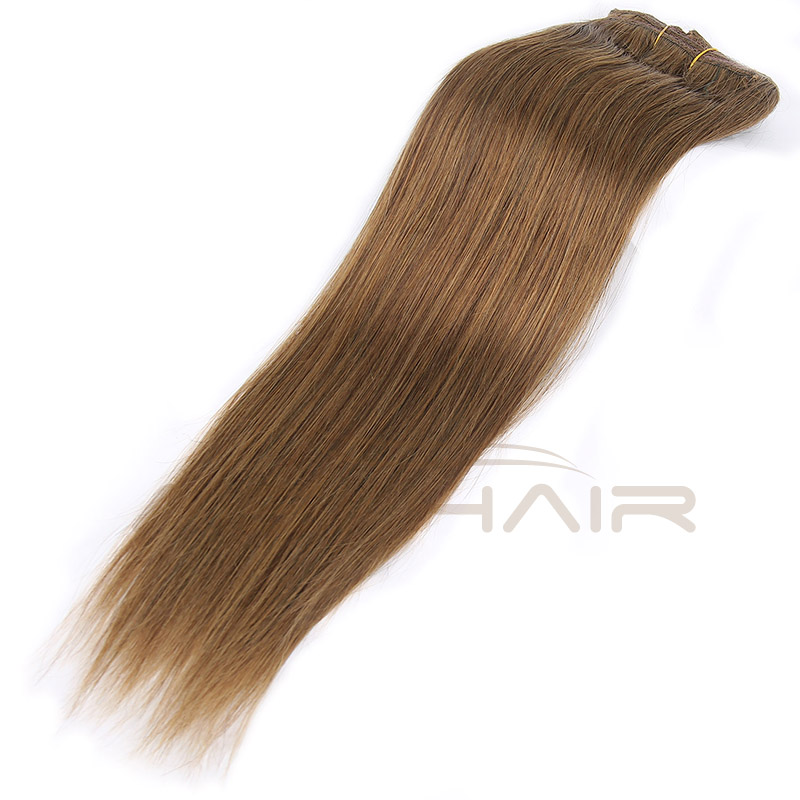 Peruvian Long Silky Straight Wave Hairpieces 16 Clip In Extension Brown Color  Hair