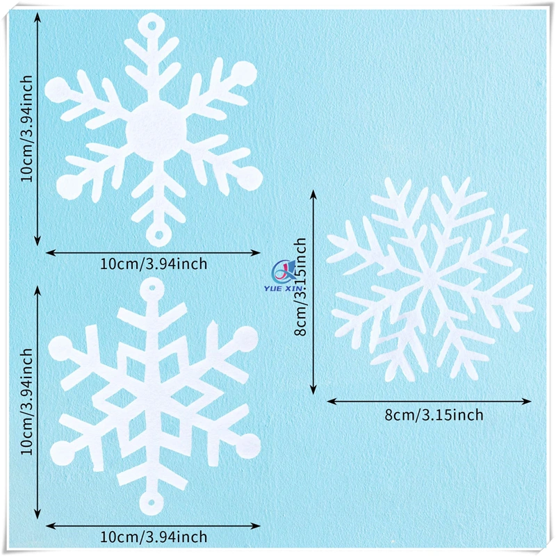 White Polyester Felt Snowflakes for New Year, Christmas Decoration