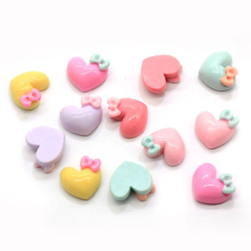 100pcs Flat Back Resin Lovely Heart Bow knot Charms Craft Scrapbook DIY Art Decor Pendant Earring Necklace Jewelry Ornaments