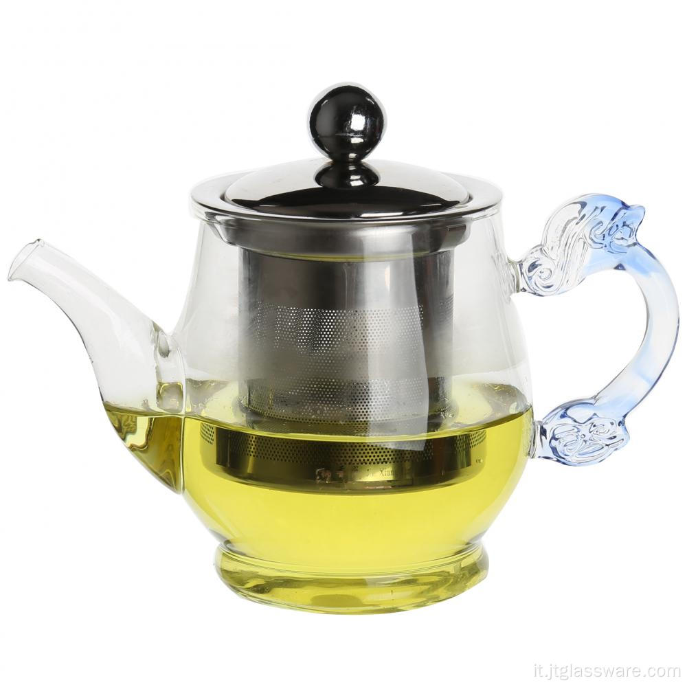 Brocca in vetro Teiera in vetro trasparente con coperchio ermetico in borosilicato