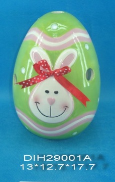 Hand-Painted Ceramic Egg Tealight Candle Holder