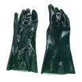 Green PVC coated gloves smooth finish 35cm