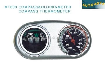 compass, clock, thermometer and temperature