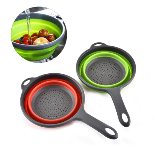 Soft rubber material foldable colander