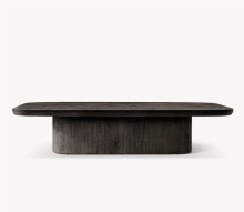 Minimalist Solid Oak Wood Round Edge Oslo Pedestal Coffee Table
