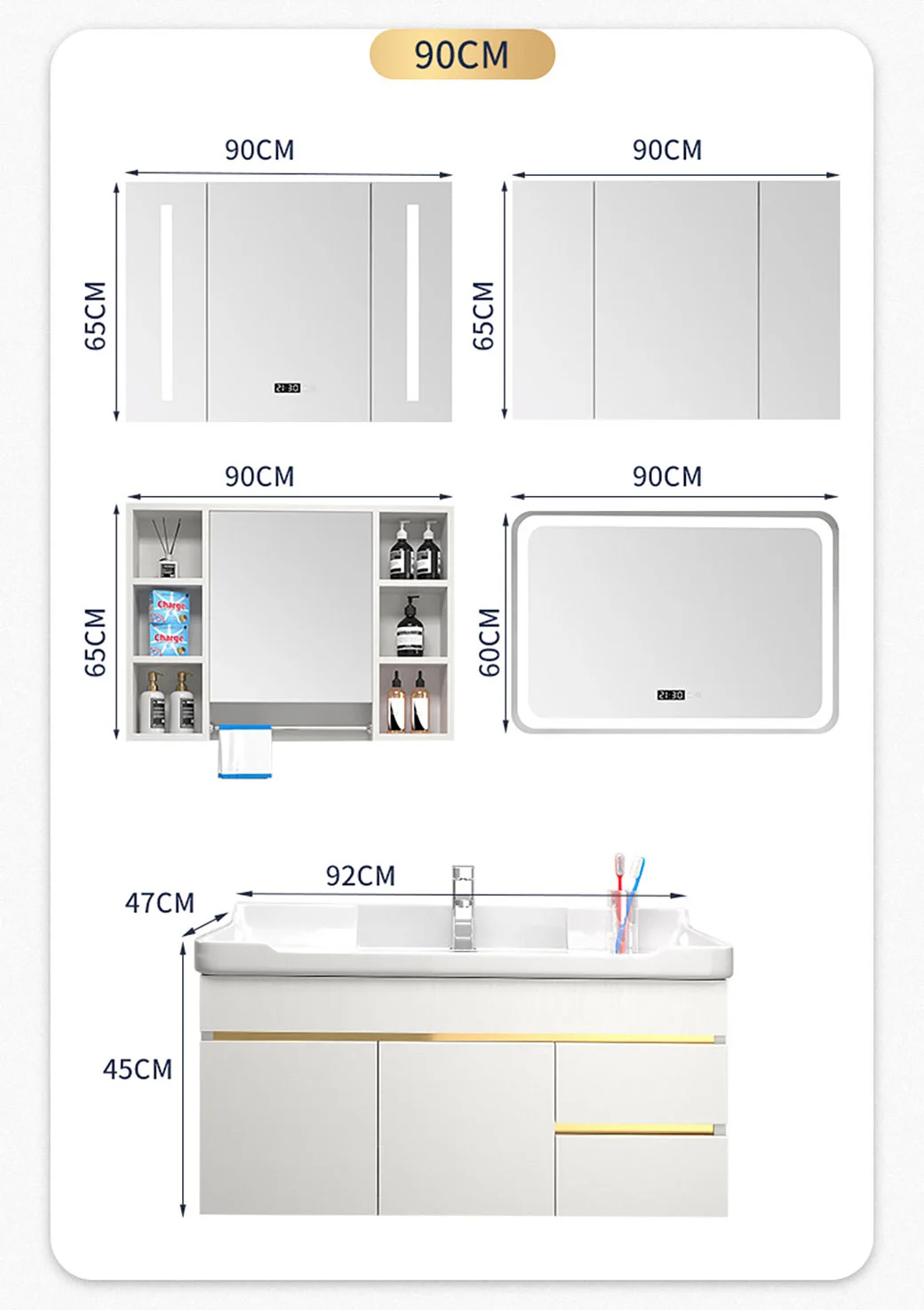 Wall Mounted Washroom Cabinets Wood Hotel Bathroom Vanity