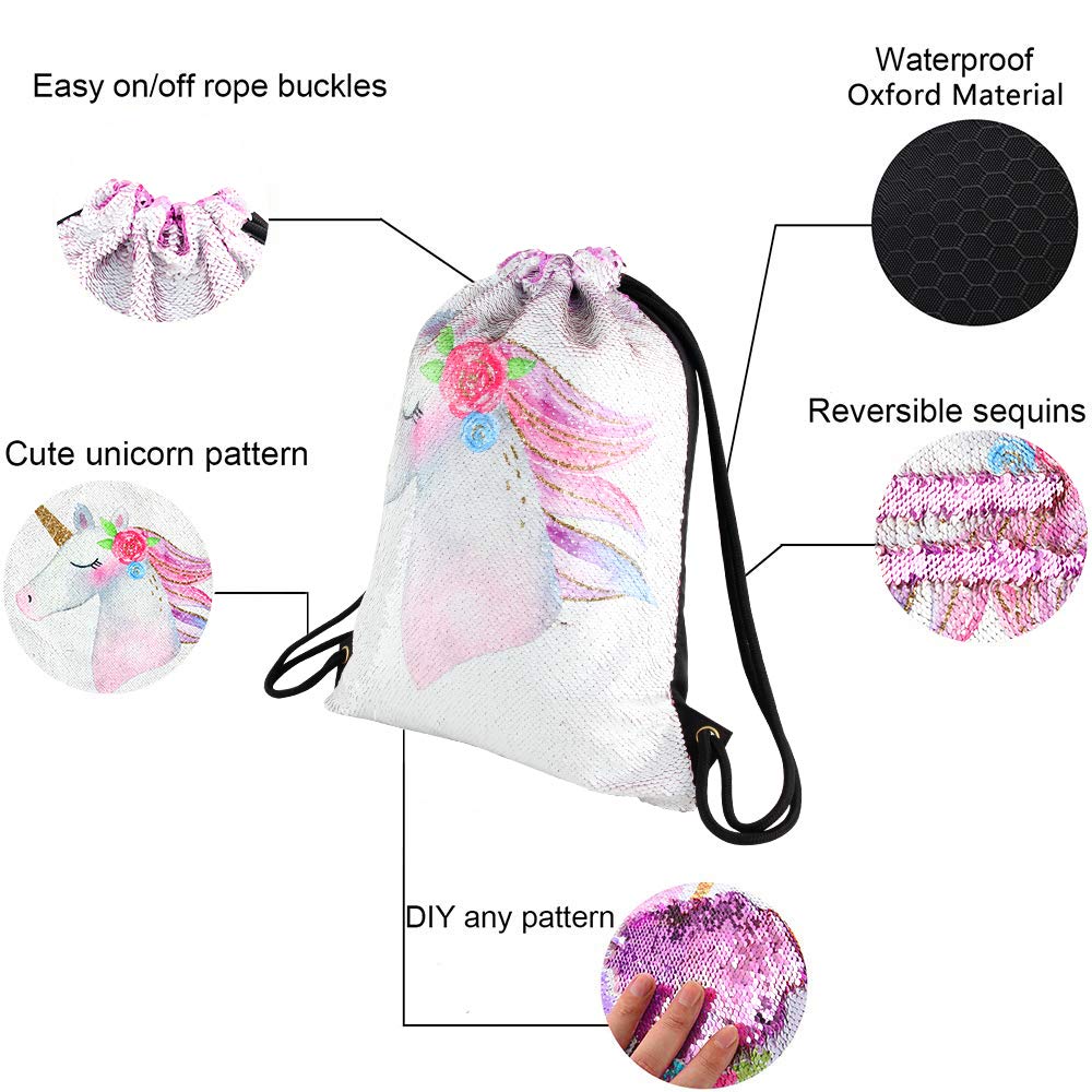 Unicorn Reversible Sequin Drawstring Bag 1 Unicorn Reversible Sequin Drawstring Bag 1