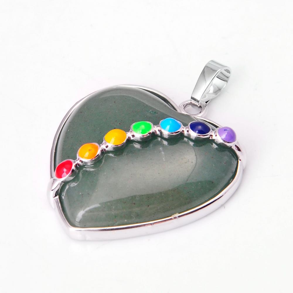 Pendentif coeur Aventurine Sept Chakras Gemstone Vert