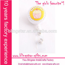 new design rhinestones retractable id card badge reel