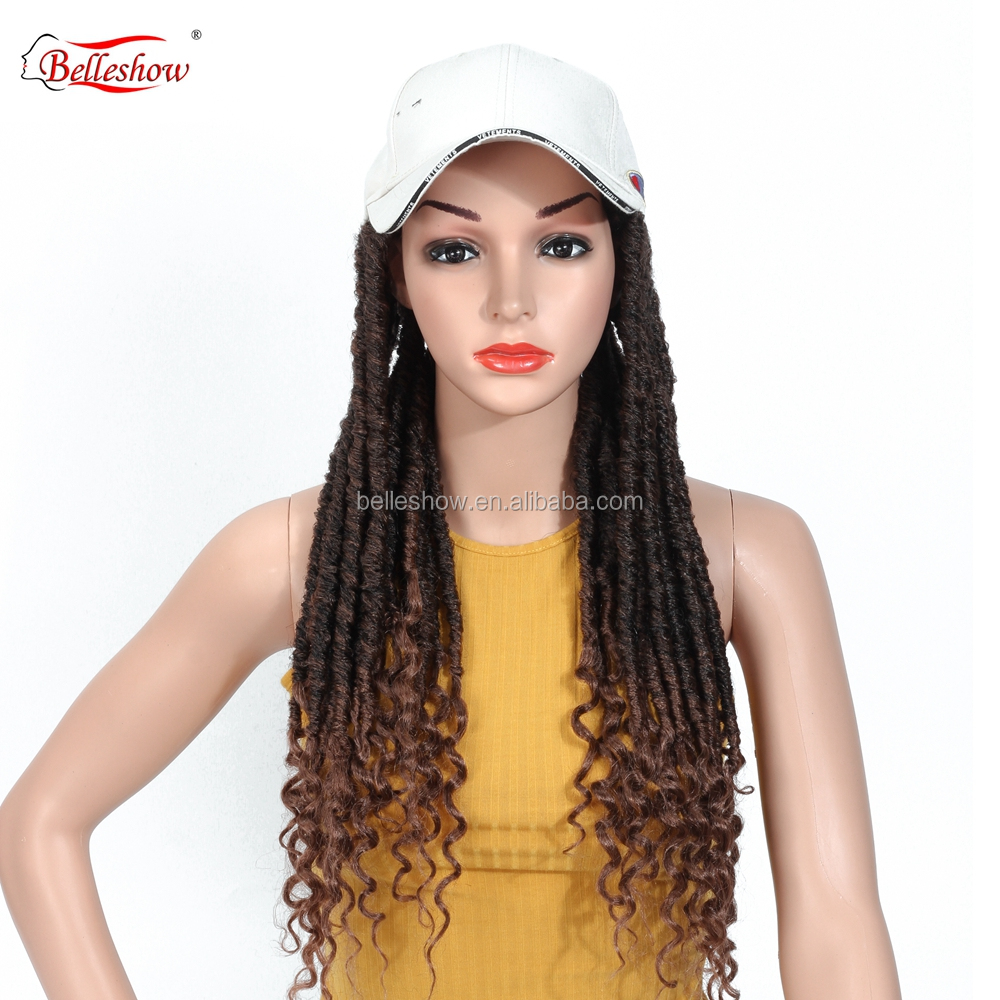 Hot sell18" Ombre Goddess Faux Locs Curly Crochet Hair basketball cap hair Extensions Synthetic Soft Dread Locs Crochet Braids