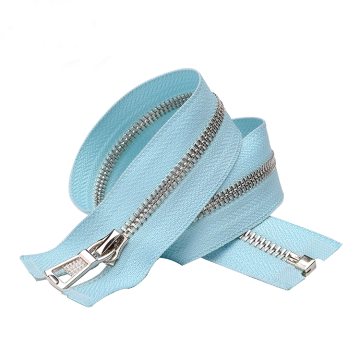 Light Blue Tape Stainless Steel Metal Separating Zipper