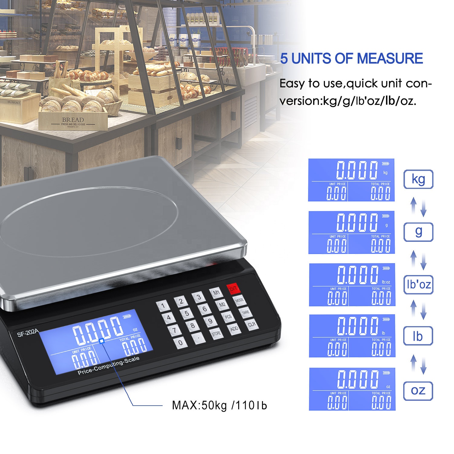 SF-202A 30 kg 1g köttskala Kina Elektroniska skalor Tillverkare Electronic Digital Price Computing Scale