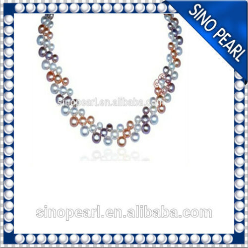 AAA 6-8MM 2014 Multi-Colored Freshwater Pearl Costume Pearls Necklace