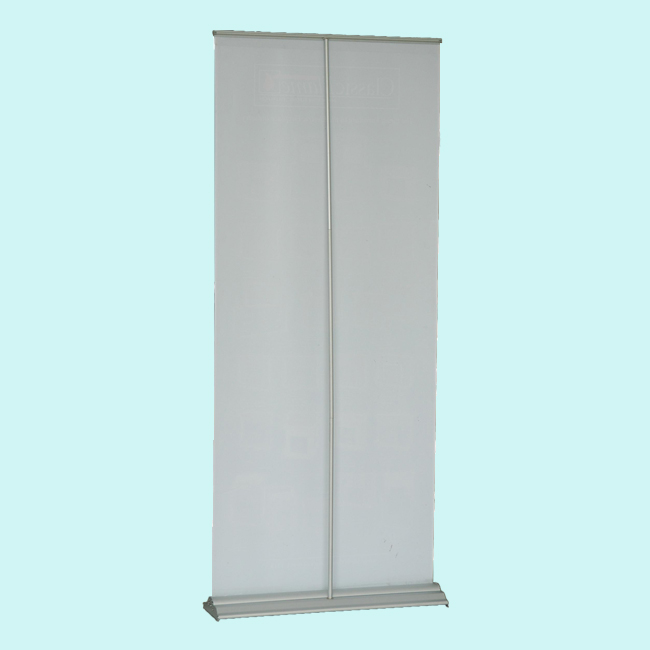 Aluminum silver step roll up banner stand
