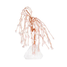 Raw Rose Quartz Raw Stone Copper Tree Quartz Crystal Base Ornament