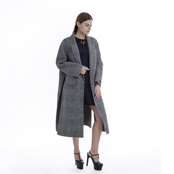 Fashionable straight plaid cashmere coat