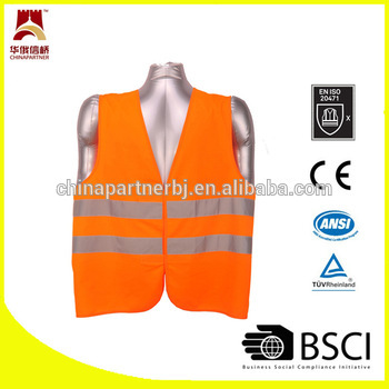 Orange knitted safety reflective vest