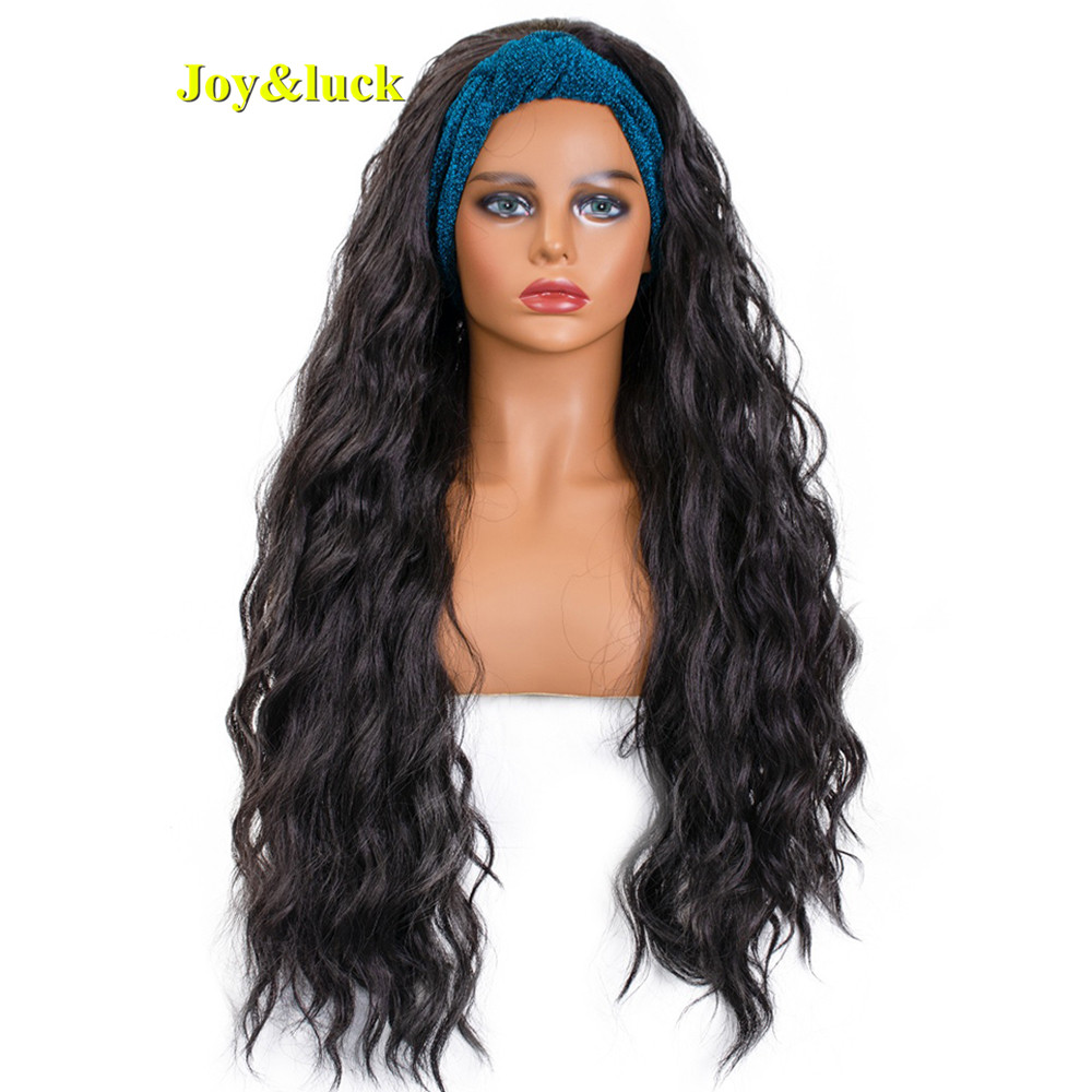 Scarf Wig Blue Hairband Wavy Ladies Hair Wholesale Natural Body Waves Headband Wigs for Black Women Synthetic Hair Wigs