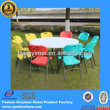 Plastic outdoor party tables and chair