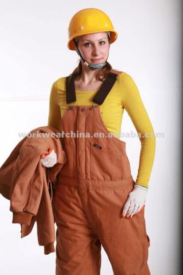 Fashion Cotton Canvas Insulation Workwear Bib-Pants for Women