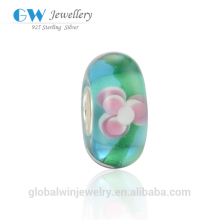 925 Sterling Silver Flower Handmade Lampwork Beads