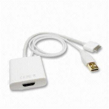 HDMI + USB Adapter for Apple's iPhone 4, iPad 2G, and iPod Touch 4, with 78cm USB Cable Length